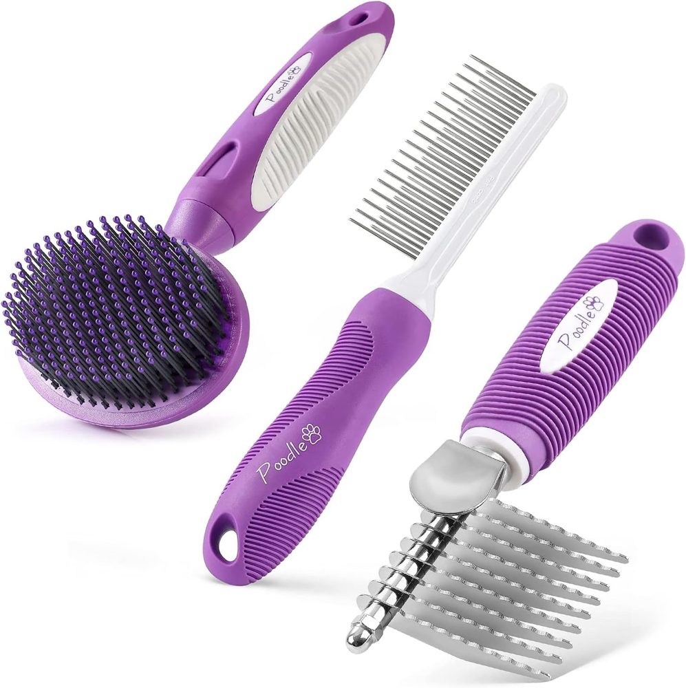 Detangling Comb + Dematting Rake + Round Bristle Brush Bundle