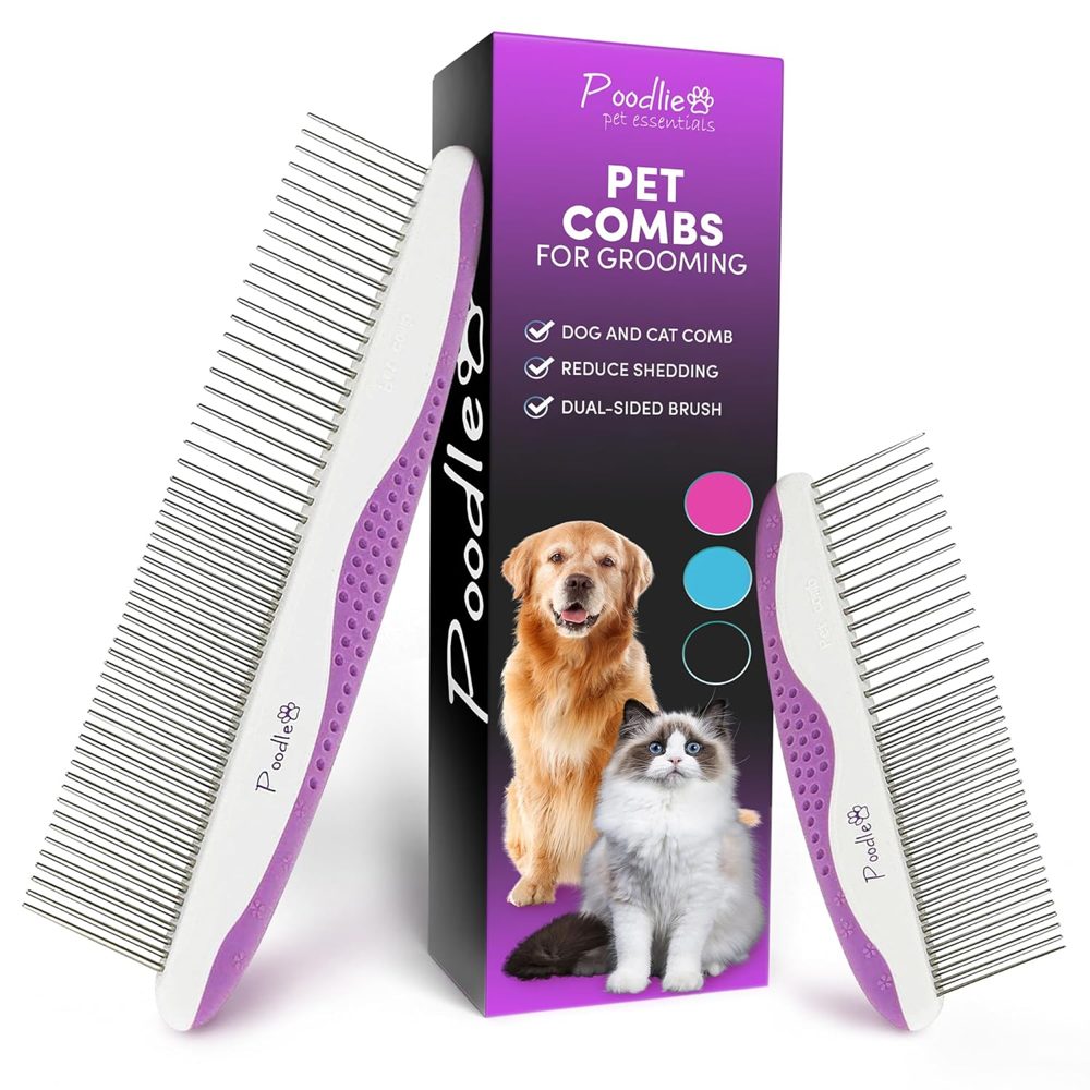Poodle Pet Dog Combs for Grooming – 2 Pack