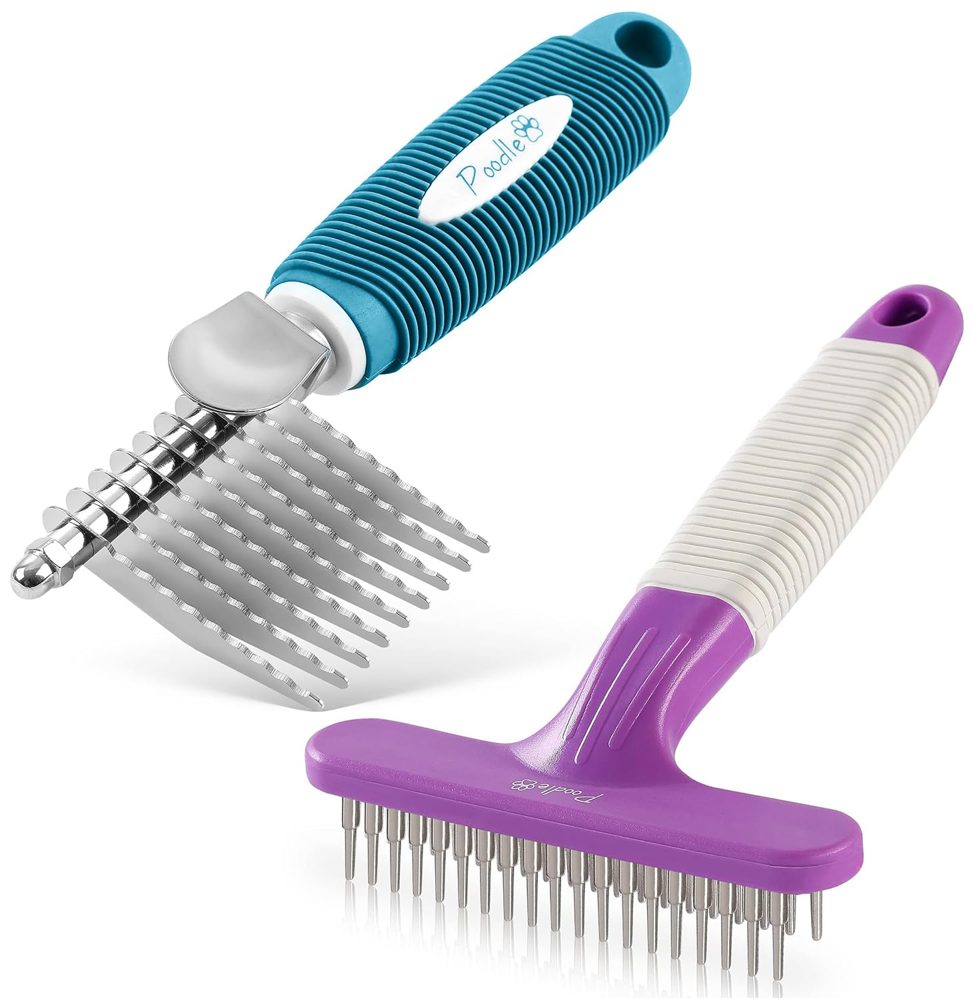 Poodle Pet Bundle – Dematting Rake + Dog Grooming Rake