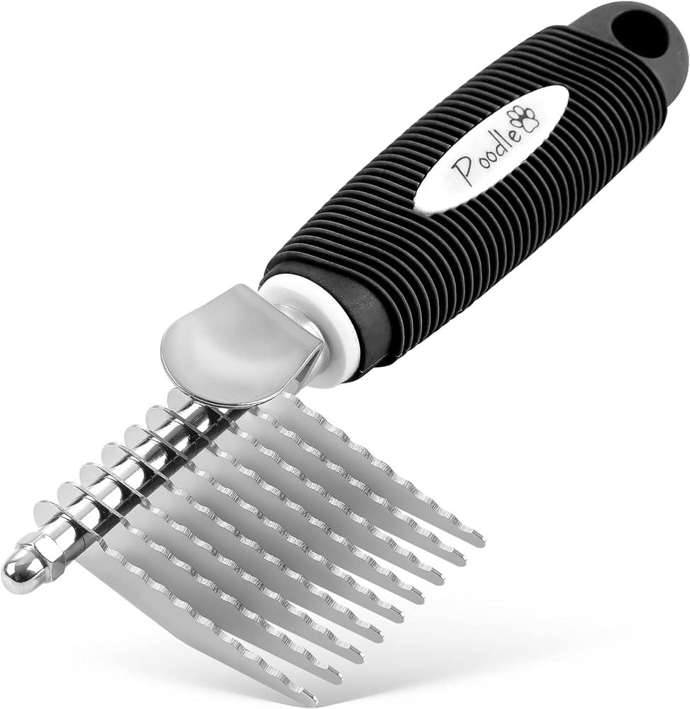 POODLIE Dematting Comb Brush Tool for Dogs and Cats (Black)