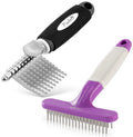 Poodle Pet Dog Grooming Rake + Dematting Comb Black Bundle