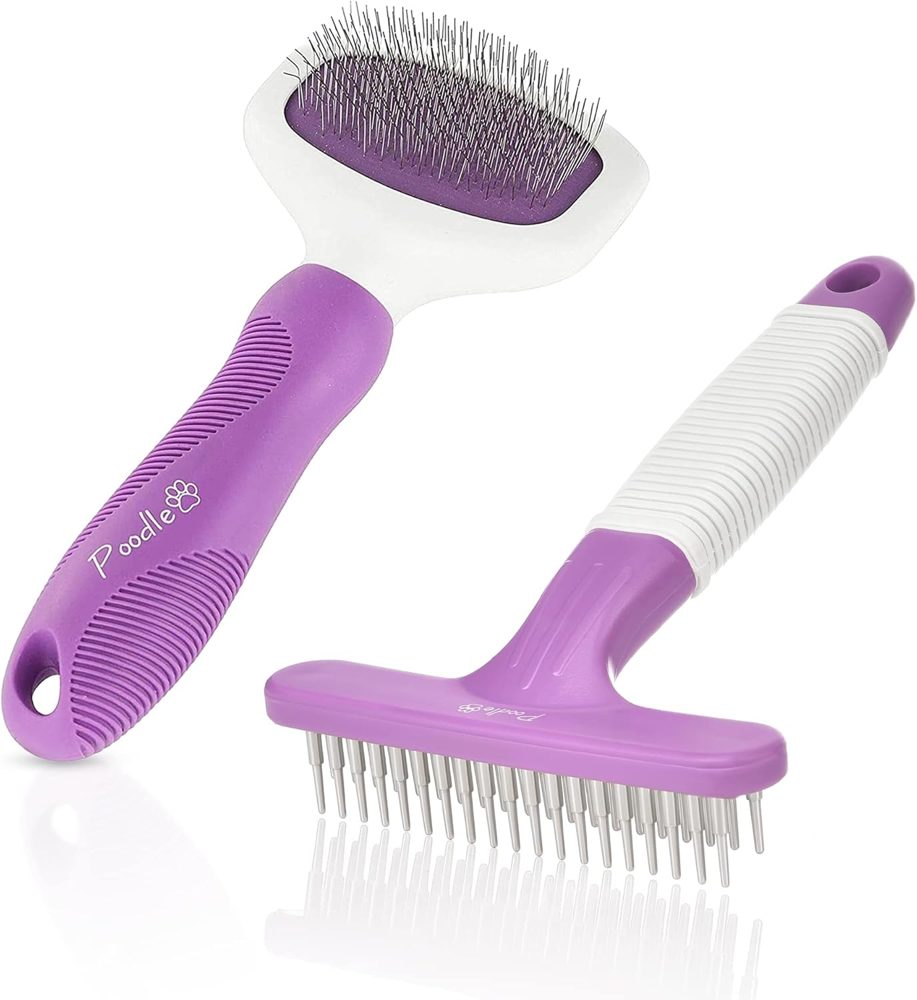 Poodle Pet Bundle – Slicker Brush + Dog Grooming Rake