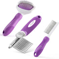 Poodle Pet Detangling Comb + Dematting Rake + Slicker Brush Bundle
