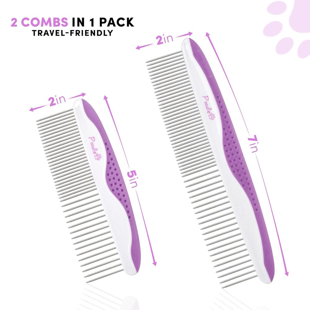 Poodle Pet Dog Combs for Grooming – 2 Pack