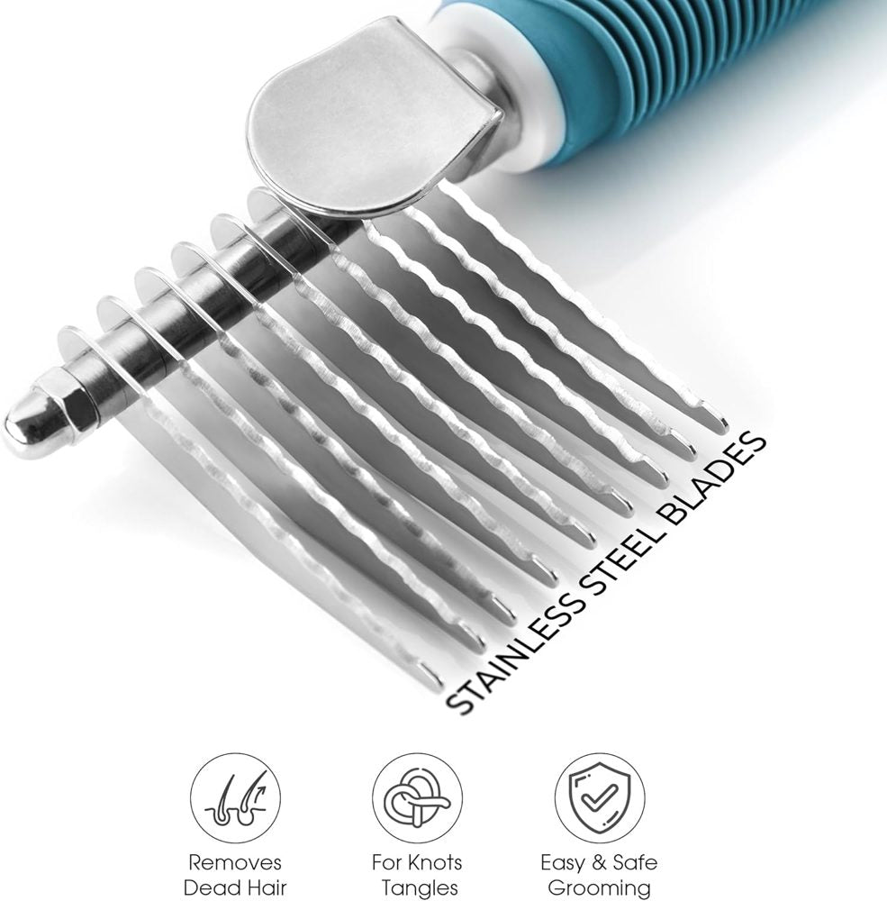 POODLIE Dematting Comb Brush Tool for Dogs and Cats (Blue)