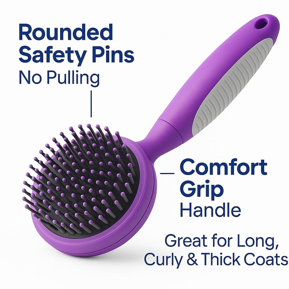 Round Bristle Pet Brush for Dogs and Cats