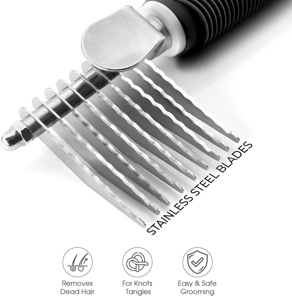 POODLIE Dematting Comb Brush Tool for Dogs and Cats (Black)