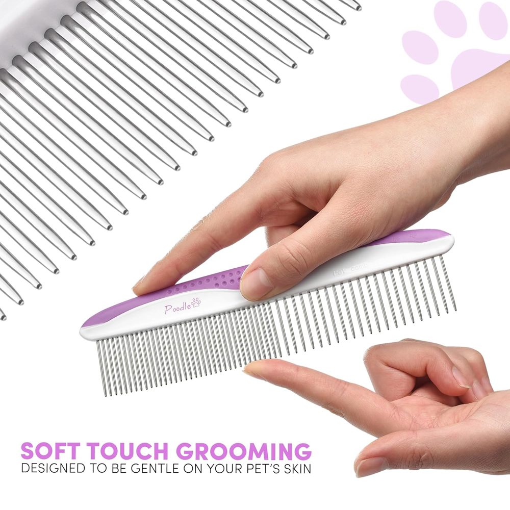 Poodle Pet Dog Combs for Grooming – 2 Pack