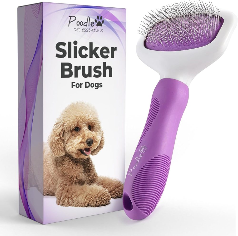 Poodle Pet Bundle – Dematting Rake + Slicker Brush (Purple)
