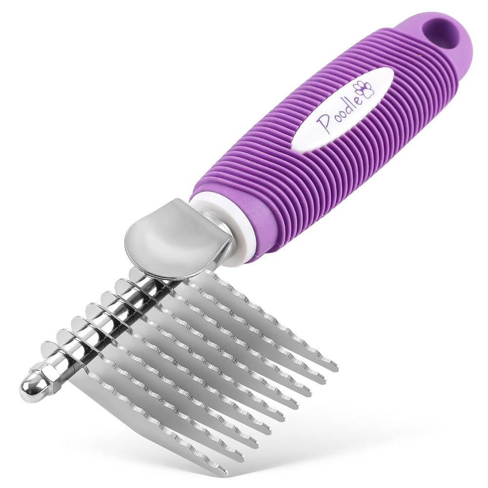 Poodle Pet Bundle – Dematting Rake + Detangling Comb (Purple)