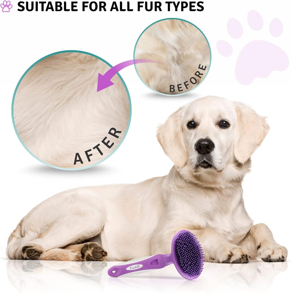 Poodle Pet Bundle – Black Detangling Comb + Round Bristle Brush