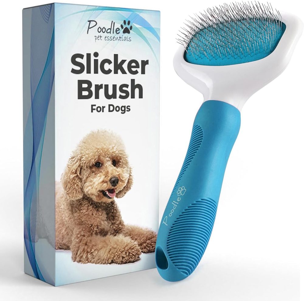 Poodle Pet Slicker Brush Bundle – Purple, Black, Blue