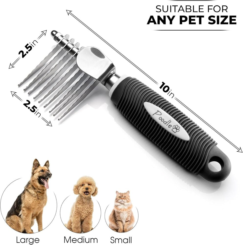 Poodle Pet Bundle – Dematting Rake + Detangling Comb (Black)