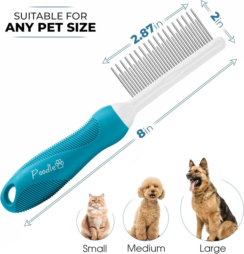 Poodle Pet Bundle – Detangling Comb + Slicker Brush (Purple)