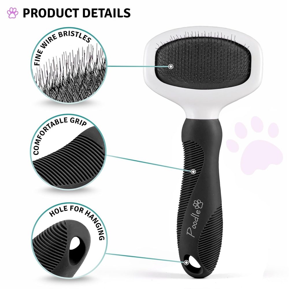 Poodle Pet Bundle – Round Bristle + Black Slicker Brush