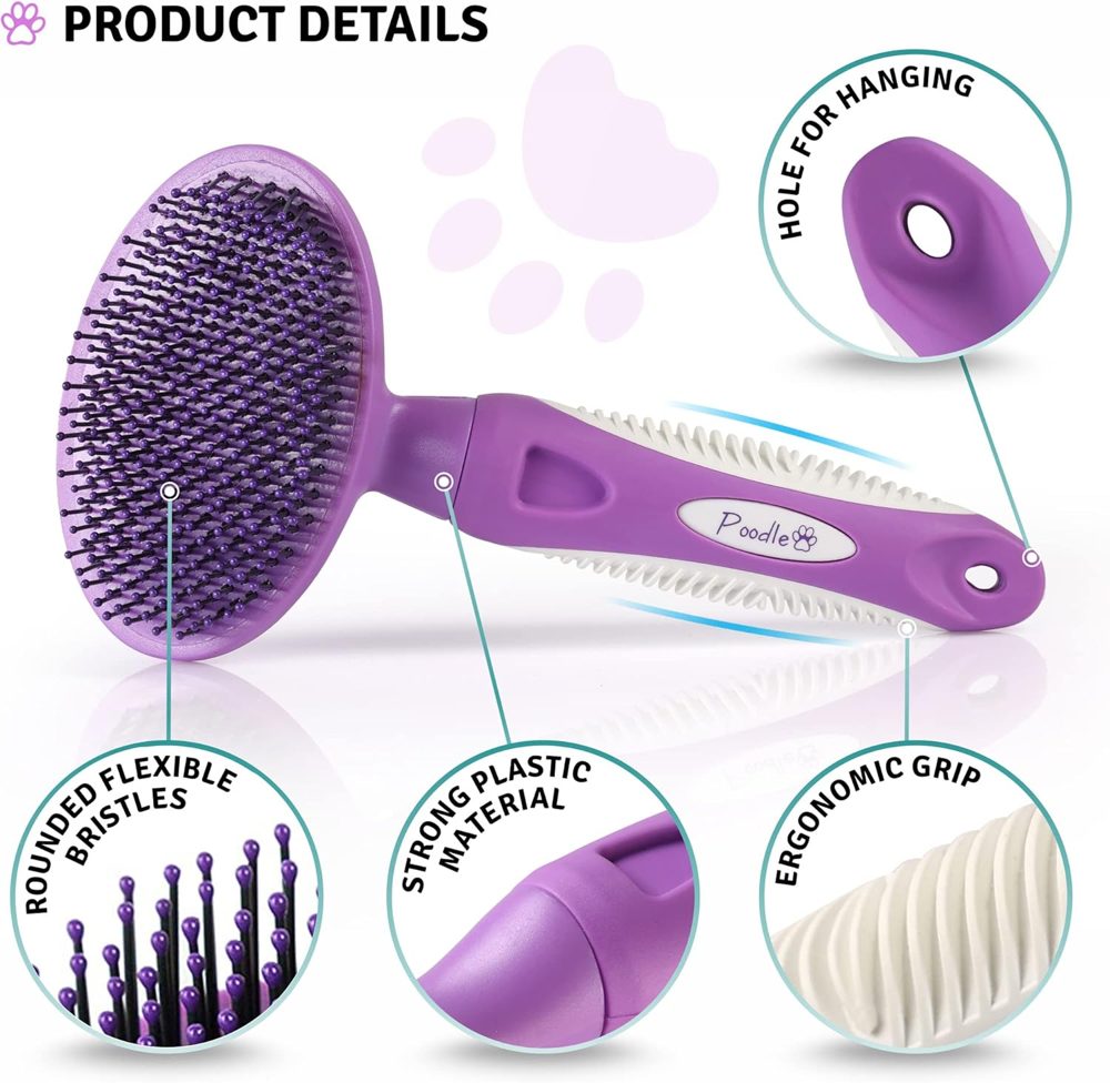 Poodle Pet Bundle – Blue Dematting Rake + Purple Slicker Brush