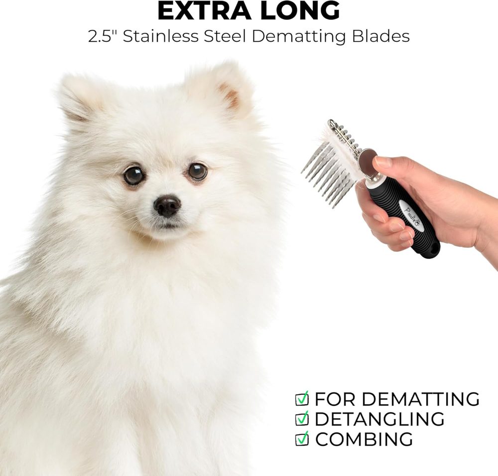 POODLIE Dematting Comb Brush Tool for Dogs and Cats (Black)