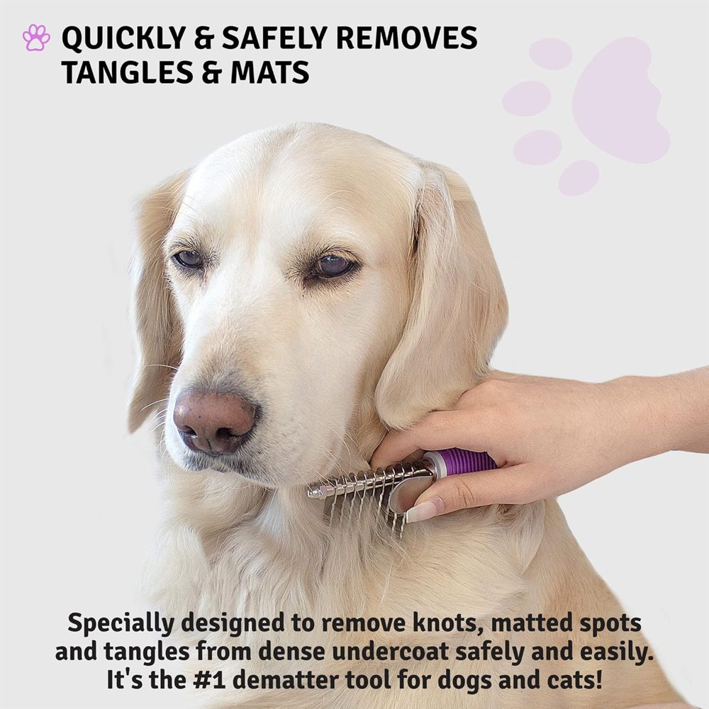 Detangling Comb + Dematting Rake + Round Bristle Brush Bundle