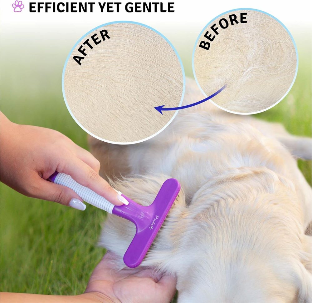 Poodle Pet Dematting Rake + Grooming Rake + Slicker Brush 3pc Bundle
