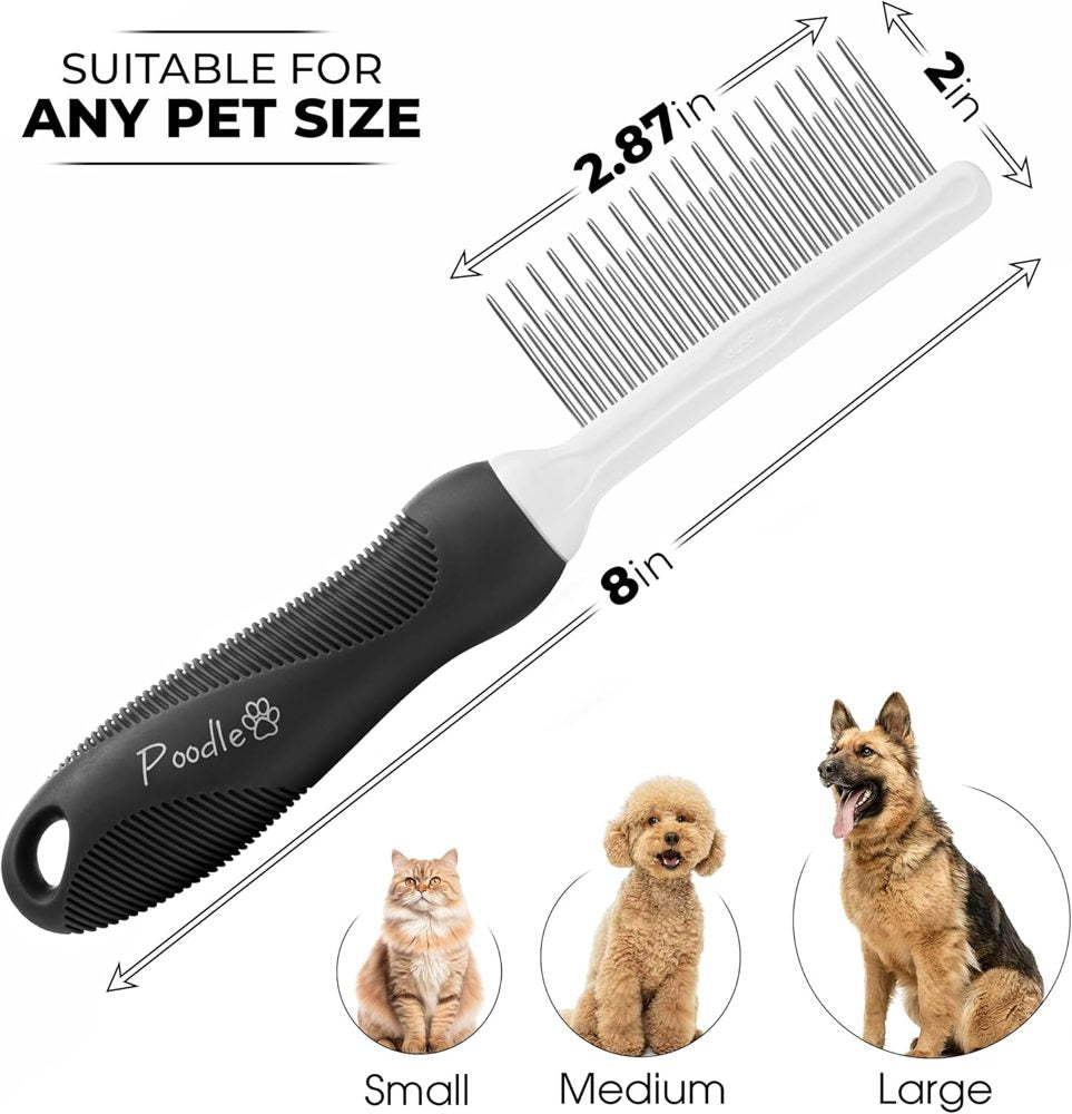 Poodle Pet Bundle – Black Detangling Comb + Round Bristle Brush